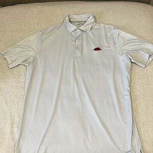 Johnnie-O Arkansas Razorback Gray Pattern Polo L
